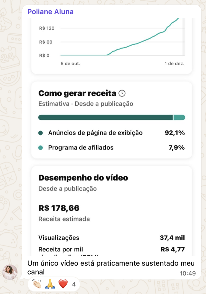 Print de resultado de canal de aluno