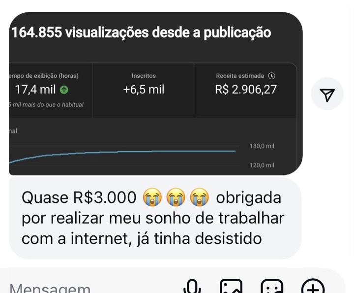 Depoimento de aluno enviado por mensagem